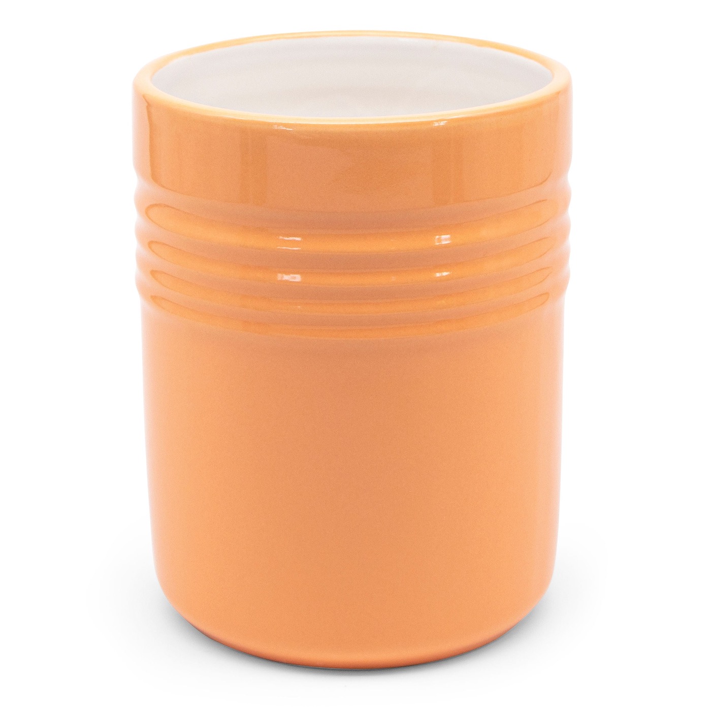 Coral ceramic utensil crock