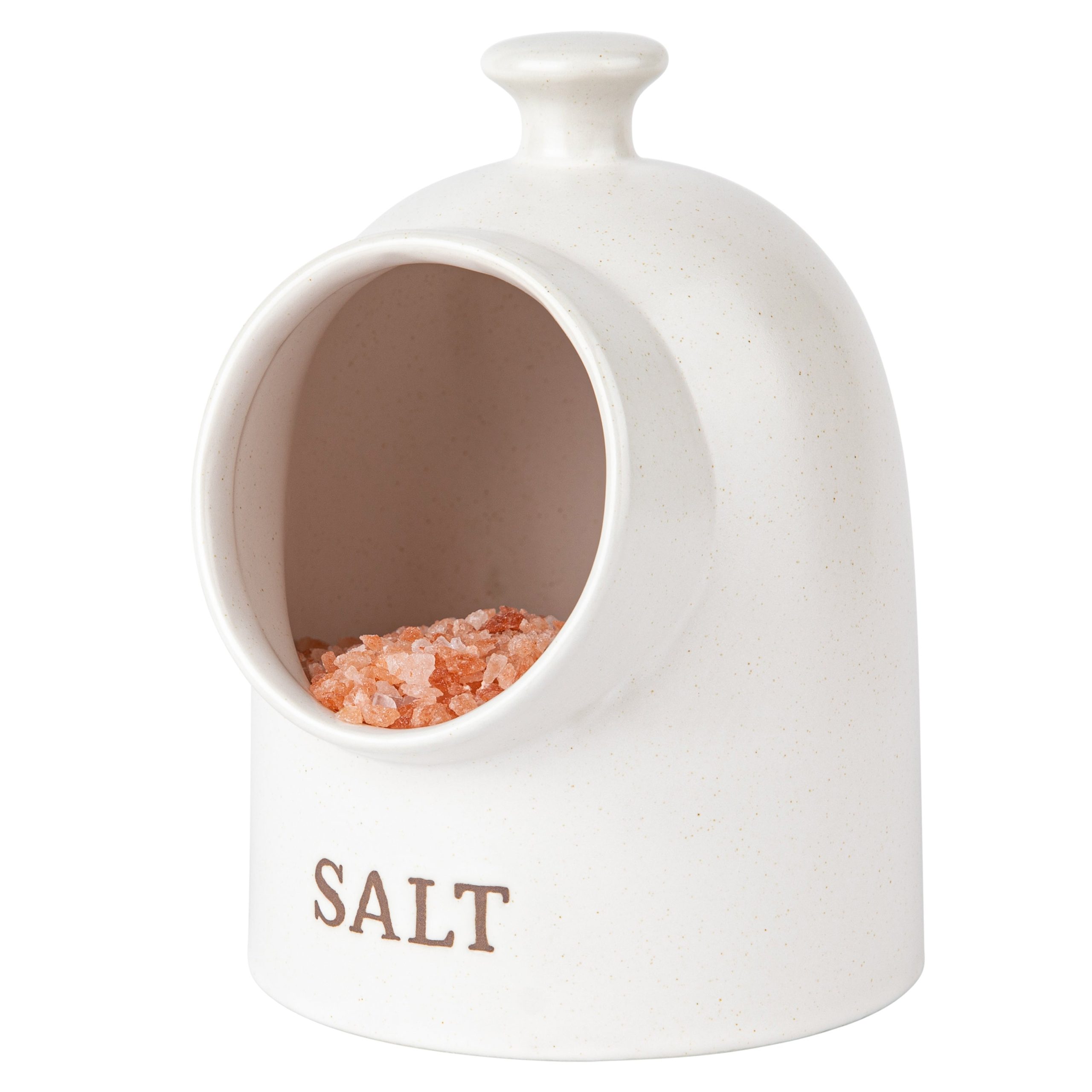 Ceramic Salt Pig, 15 oz, Speckled Oatmeal, Farmhouse Collection